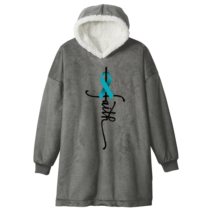 Ovarian Cancer Faith Ovarian Cancer Awareness Support Hooded Wearable Blanket