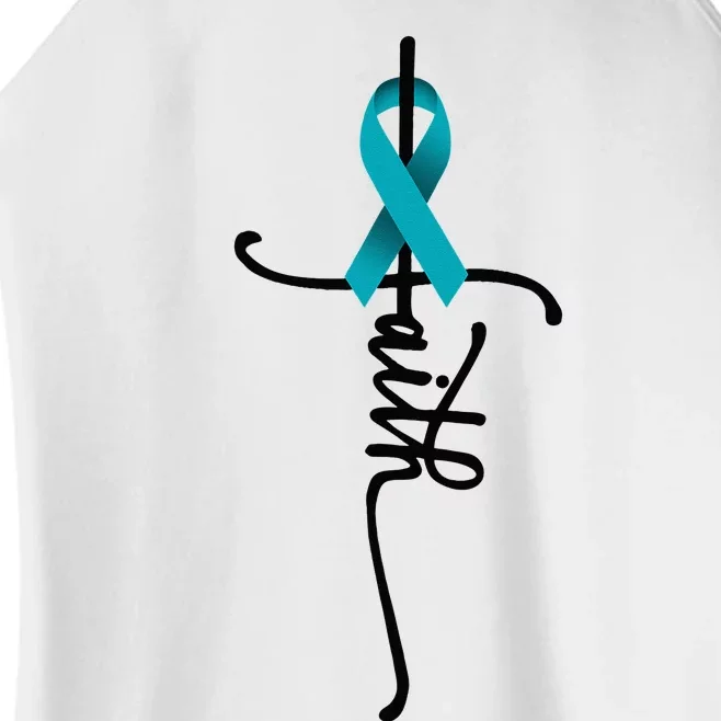 Ovarian Cancer Faith Ovarian Cancer Awareness Support Women’s Perfect Tri Rocker Tank