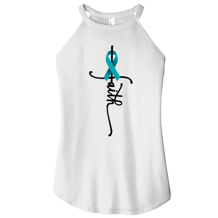 Ovarian Cancer Faith Ovarian Cancer Awareness Support Women’s Perfect Tri Rocker Tank