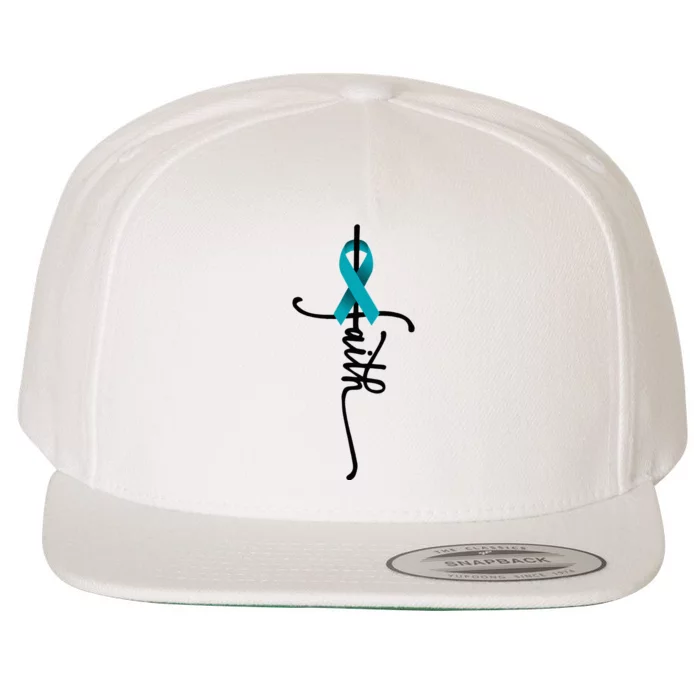 Ovarian Cancer Faith Ovarian Cancer Awareness Support Wool Snapback Cap