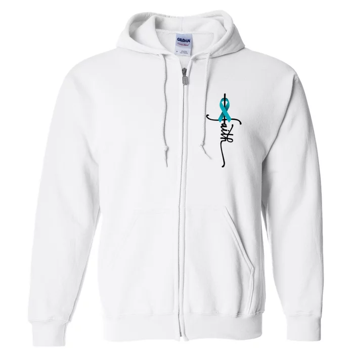 Ovarian Cancer Faith Ovarian Cancer Awareness Support Full Zip Hoodie