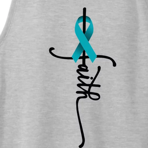 Ovarian Cancer Faith Ovarian Cancer Awareness Support Ladies Tri-Blend Wicking Tank