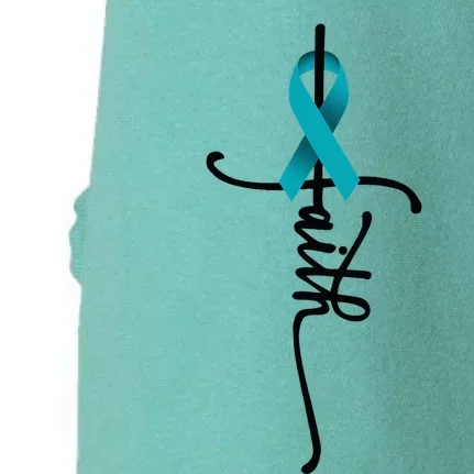 Ovarian Cancer Faith Ovarian Cancer Awareness Support Doggie 3-End Fleece Hoodie