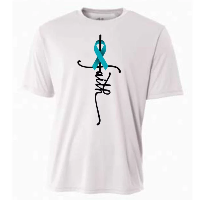 Ovarian Cancer Faith Ovarian Cancer Awareness Support Cooling Performance Crew T-Shirt