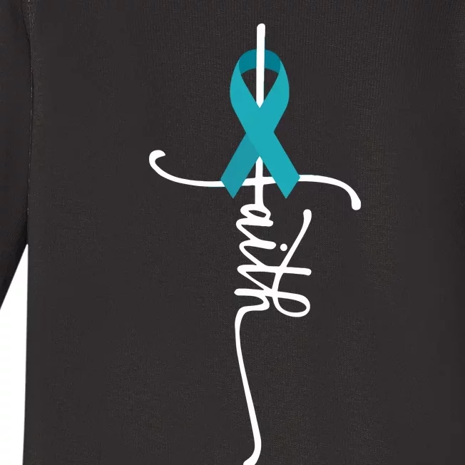 Ovarian Cancer Faith Ovarian Cancer Awareness Baby Long Sleeve Bodysuit