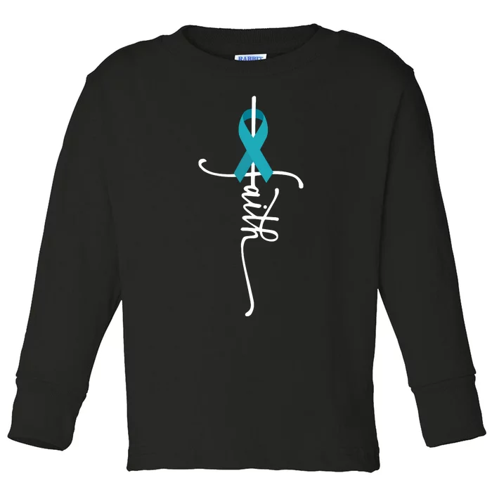 Ovarian Cancer Faith Ovarian Cancer Awareness Toddler Long Sleeve Shirt