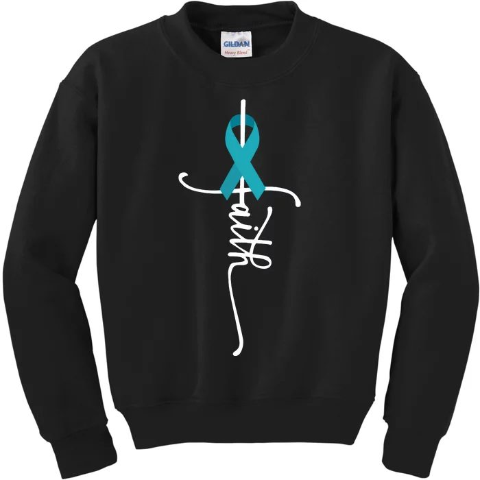 Ovarian Cancer Faith Ovarian Cancer Awareness Kids Sweatshirt