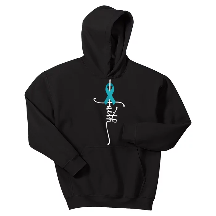 Ovarian Cancer Faith Ovarian Cancer Awareness Kids Hoodie