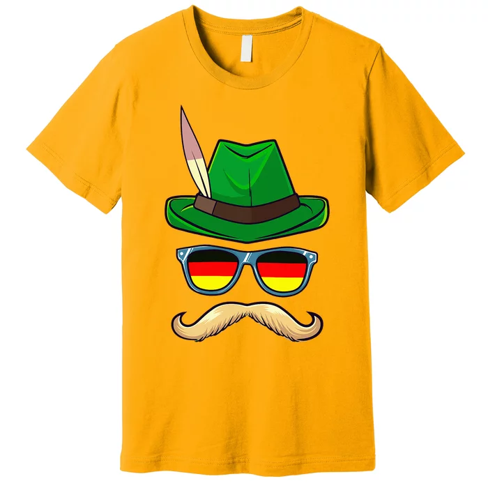 Oktoberfest Costume German Face Glasses Bavarian Halloween Premium T-Shirt