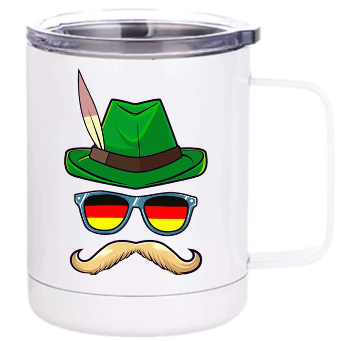 Oktoberfest Costume German Face Glasses Bavarian Halloween Front & Back 12oz Stainless Steel Tumbler Cup