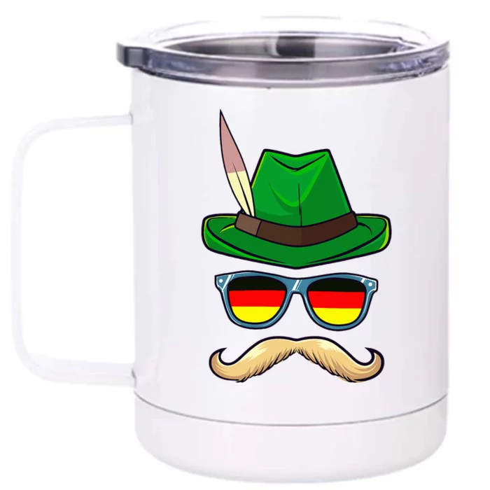 Oktoberfest Costume German Face Glasses Bavarian Halloween Front & Back 12oz Stainless Steel Tumbler Cup