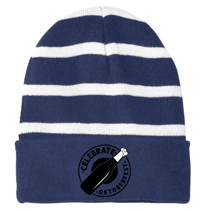 Oktoberfest Celebration Graphic Striped Beanie with Solid Band