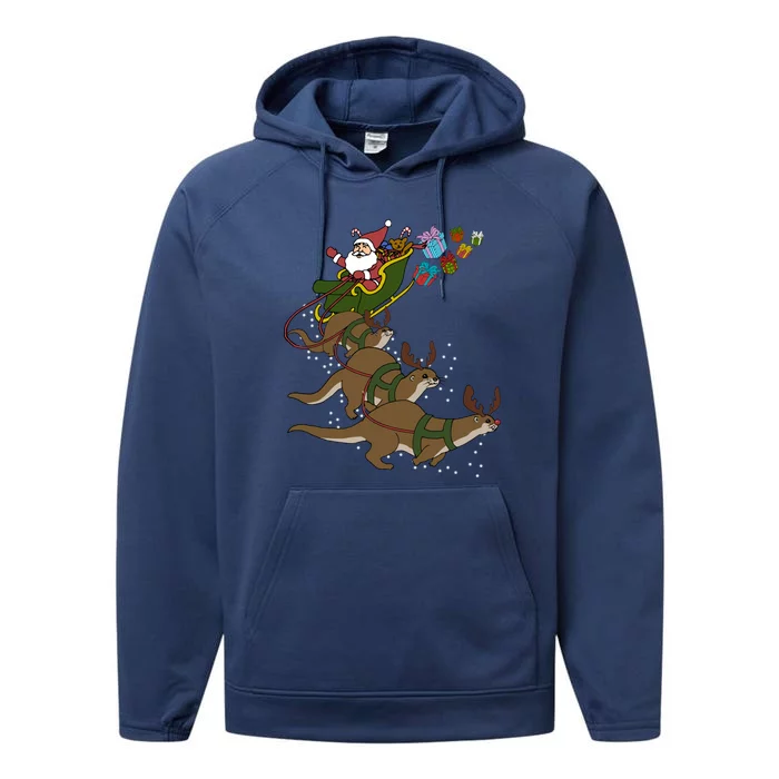 Otter Christmas Gift Performance Fleece Hoodie