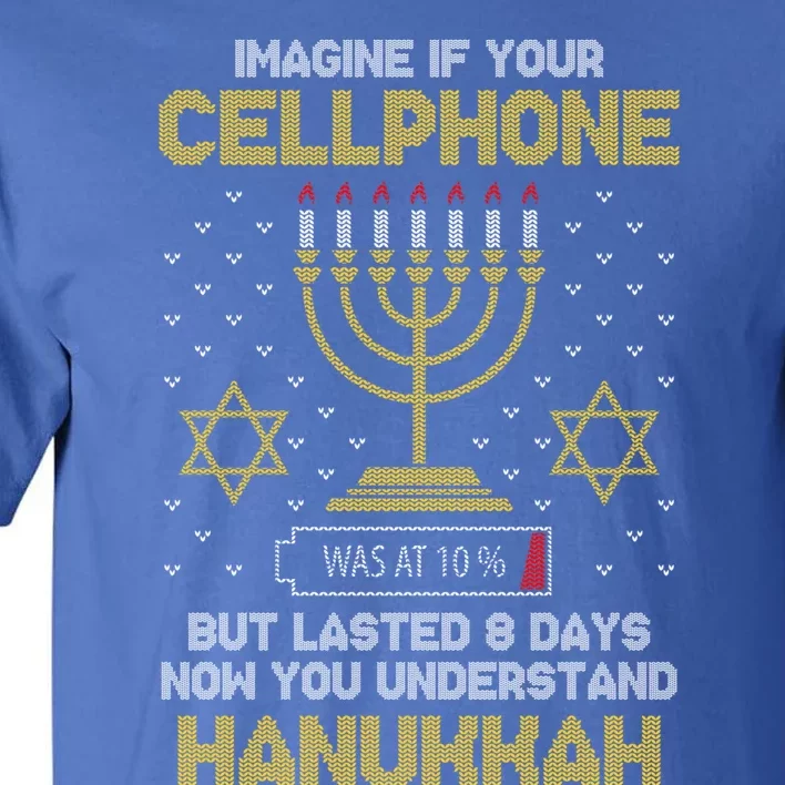 Orah Cellphone Hanukkah Jewish Ugly Christmas Sweater Cute Gift Tall T-Shirt