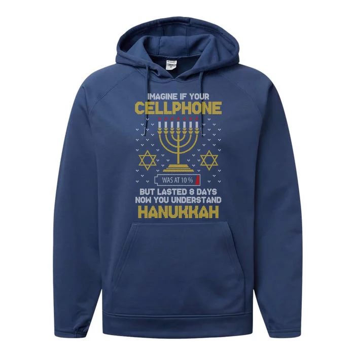 Orah Cellphone Hanukkah Jewish Ugly Christmas Sweater Cute Gift Performance Fleece Hoodie