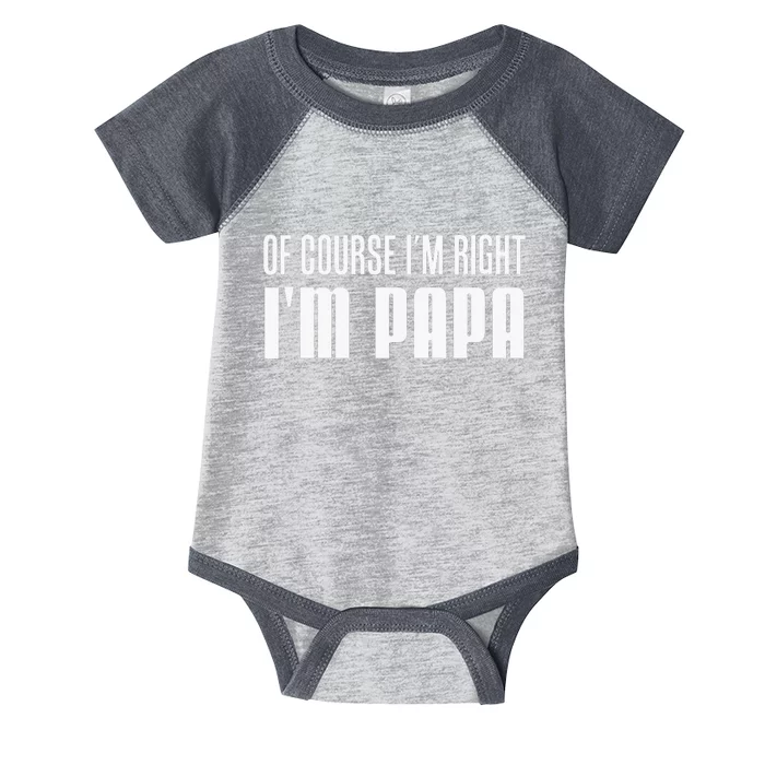 Of Course IM Right IM Papa Funny Stubborn Grandpa Infant Baby Jersey Bodysuit