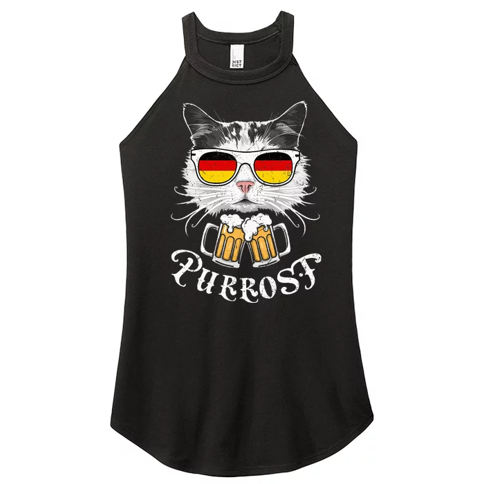 Oktoberfest Cat Kitty Bavarian Drinking Beer Purrost Women’s Perfect Tri Rocker Tank