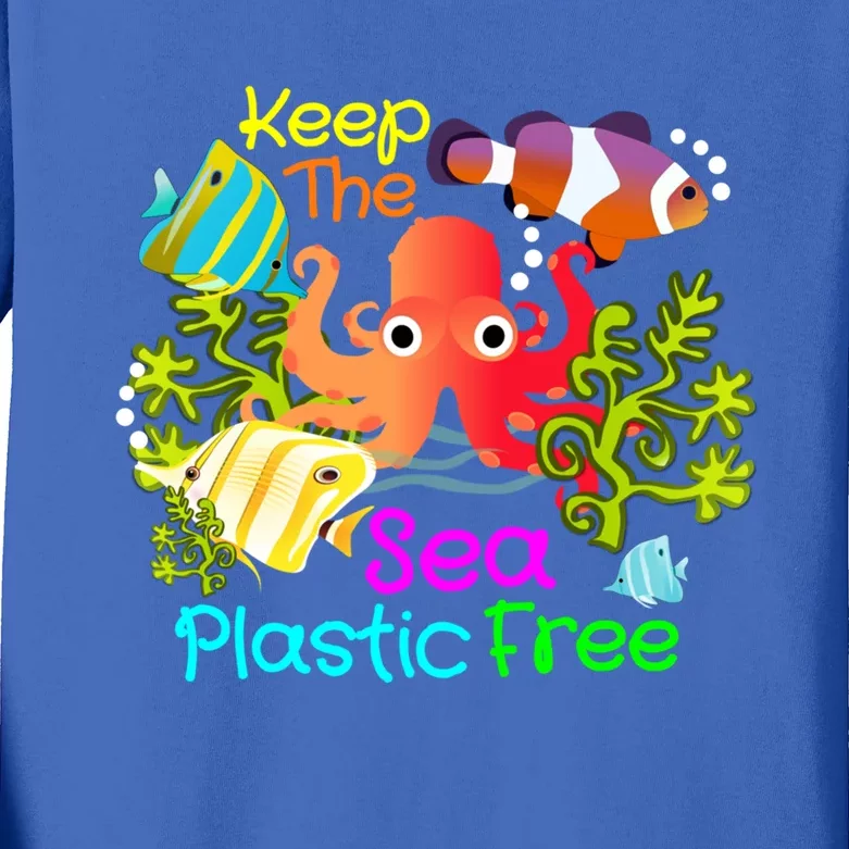 Ocean Conservation Keep The Sea Plastic Free Earth Day Gift Meaningful Gift Kids Long Sleeve Shirt