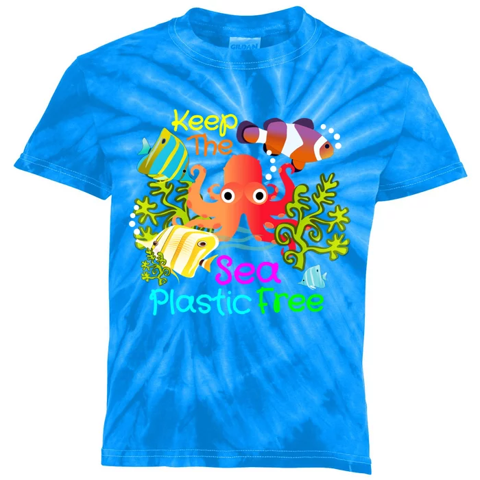 Ocean Conservation Keep The Sea Plastic Free Earth Day Gift Meaningful Gift Kids Tie-Dye T-Shirt