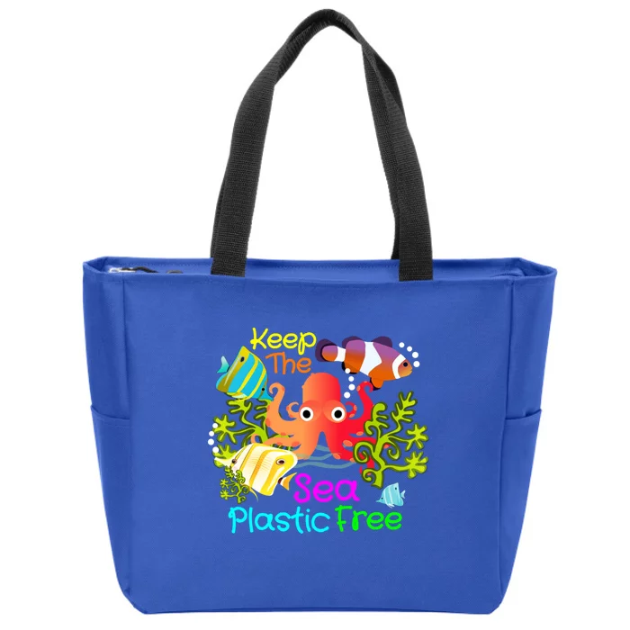 Ocean Conservation Keep The Sea Plastic Free Earth Day Gift Meaningful Gift Zip Tote Bag