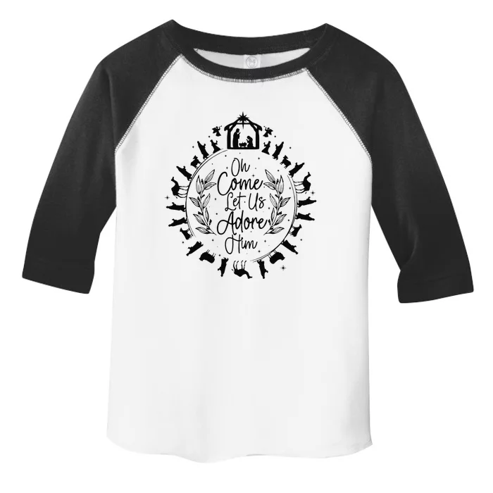 Oh Come Let Us Adore Him Jesus Christmas Toddler Fine Jersey T-Shirt