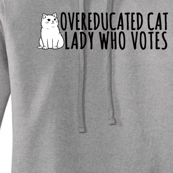 Overeducated Cat Lady Who Votes Kamala Harris 2024 Women's Pullover Hoodie