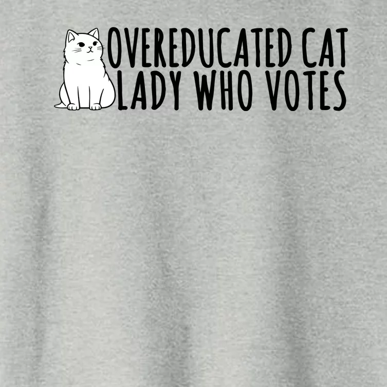 Overeducated Cat Lady Who Votes Kamala Harris 2024 Women's Crop Top Tee