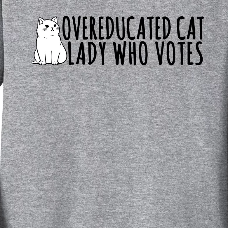 Overeducated Cat Lady Who Votes Kamala Harris 2024 Kids Long Sleeve Shirt