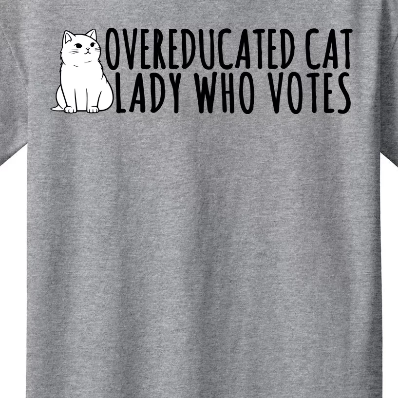 Overeducated Cat Lady Who Votes Kamala Harris 2024 Kids T-Shirt