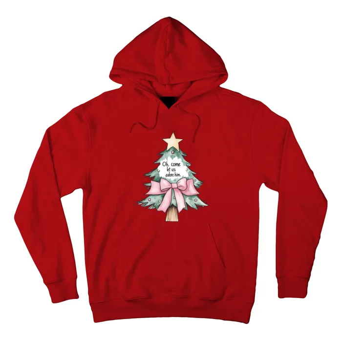 Oh Com Let Uss Adore Him Christmas Tree Holiday Matching Hoodie