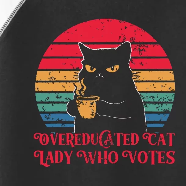 Overeducated Cat Lady Who Votes 2024 Election Toddler Fine Jersey T-Shirt