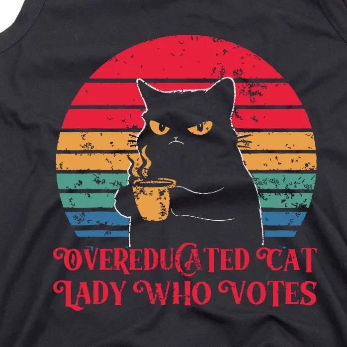 Overeducated Cat Lady Who Votes 2024 Election Tank Top