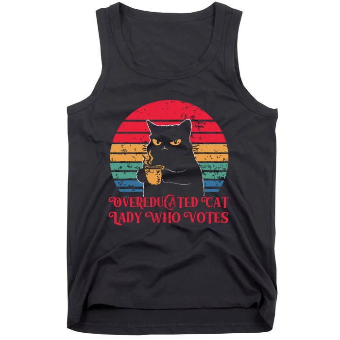 Overeducated Cat Lady Who Votes 2024 Election Tank Top