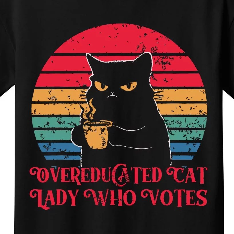 Overeducated Cat Lady Who Votes 2024 Election Kids T-Shirt