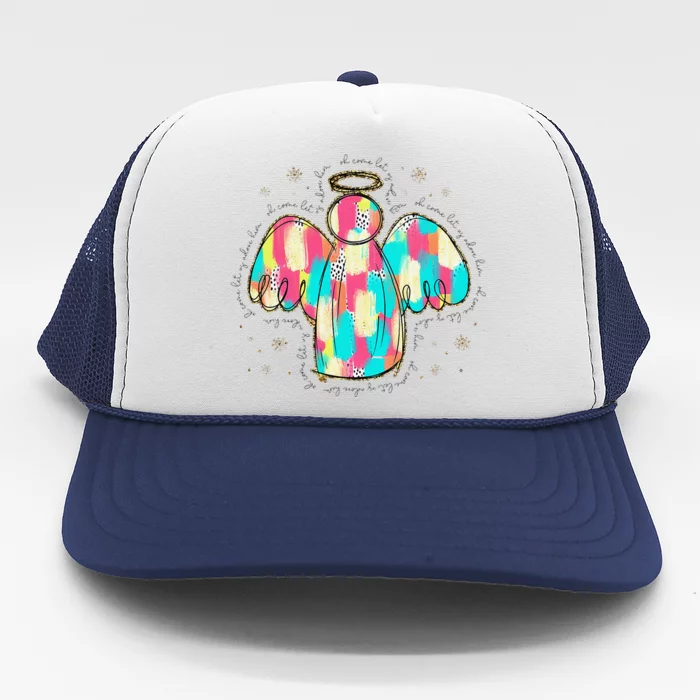 Oh Come Let Us Adore Him Jesus Christmas Angel Christian Trucker Hat