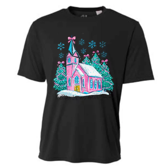 Oh Come Let Us Adore Him Jesus Christmas Christian Coquette Cooling Performance Crew T-Shirt