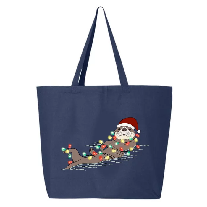 Otter Christmas Lights Santa Hat Funny Cute Cool Family Matching Trendy Top 25L Jumbo Tote