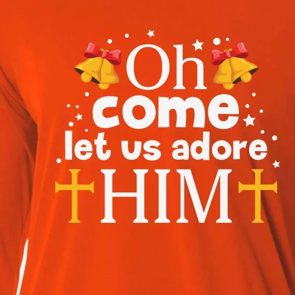 Oh Come Let Us Adore Him Christmas Cooling Performance Long Sleeve Crew