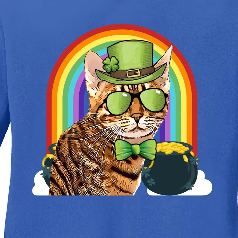 Ocicat Cat Leprechaun Funny St Patricks Day Gift Ladies Long Sleeve Shirt