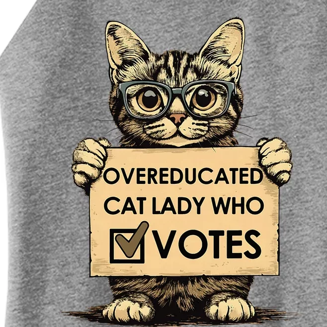 Overeducated Cat Lady Who Votes Women’s Perfect Tri Rocker Tank