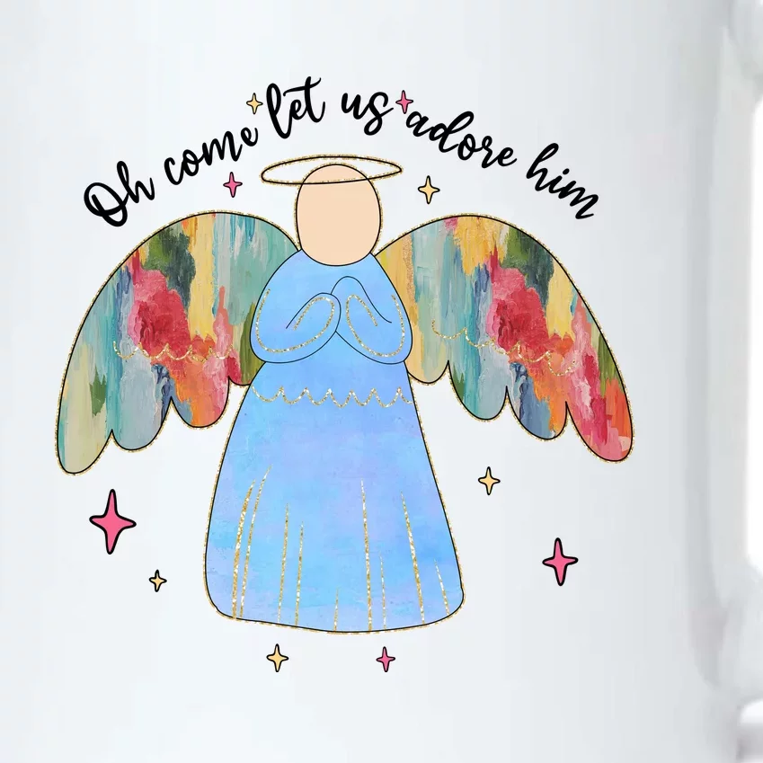 O Come Let Us Adore Him Christmas Holiday Season Angel Black Color Changing Mug