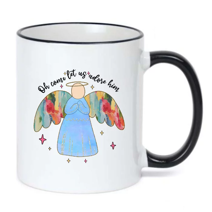 O Come Let Us Adore Him Christmas Holiday Season Angel Black Color Changing Mug