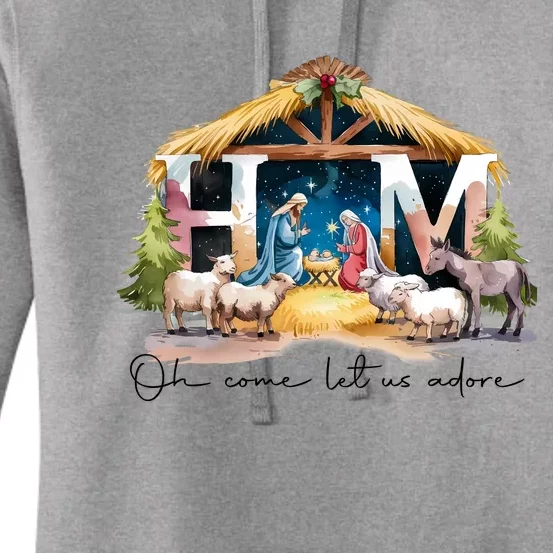 Oh Come Let Us Adore Him Jesus Christ Christmas Holiday Women's Pullover Hoodie