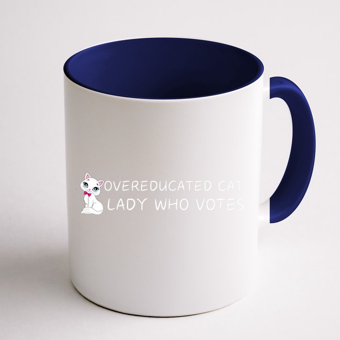 Overeducated Cat Lady Who Votes Front & Back Coffee Mug