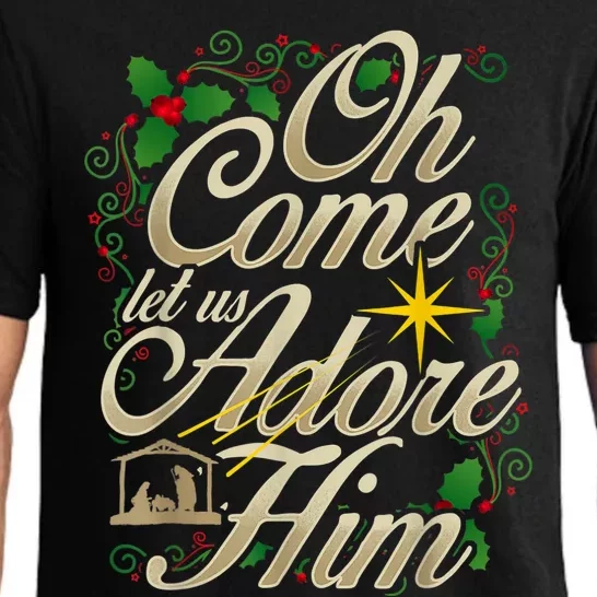 Oh Come Let Us Adore Him Nativity Christmas Religious Jesus Pajama Set