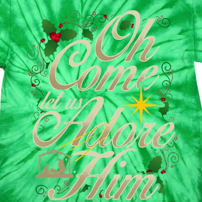 Oh Come Let Us Worship Him Christmas Nativity Scene Christmas Tie-Dye T-Shirt