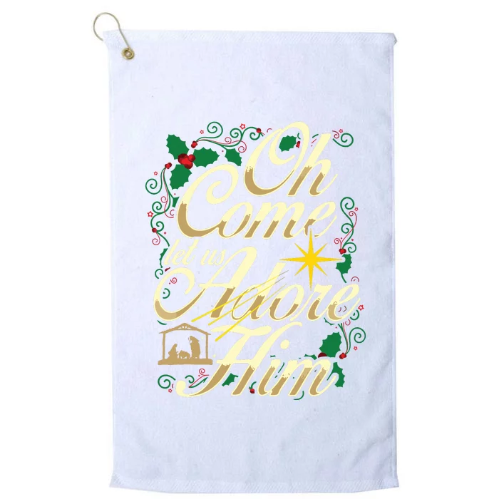 Oh Come Let Us Adore Him Nativity Christmas Religious Jesus Platinum Collection Golf Towel