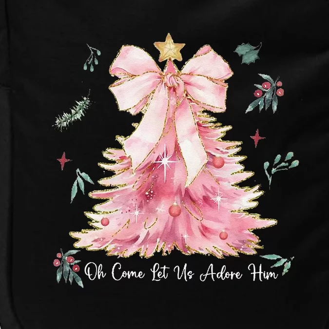 Oh Come Let Us Adore Him Coquette Bow Christmas Tree Impact Tech Backpack