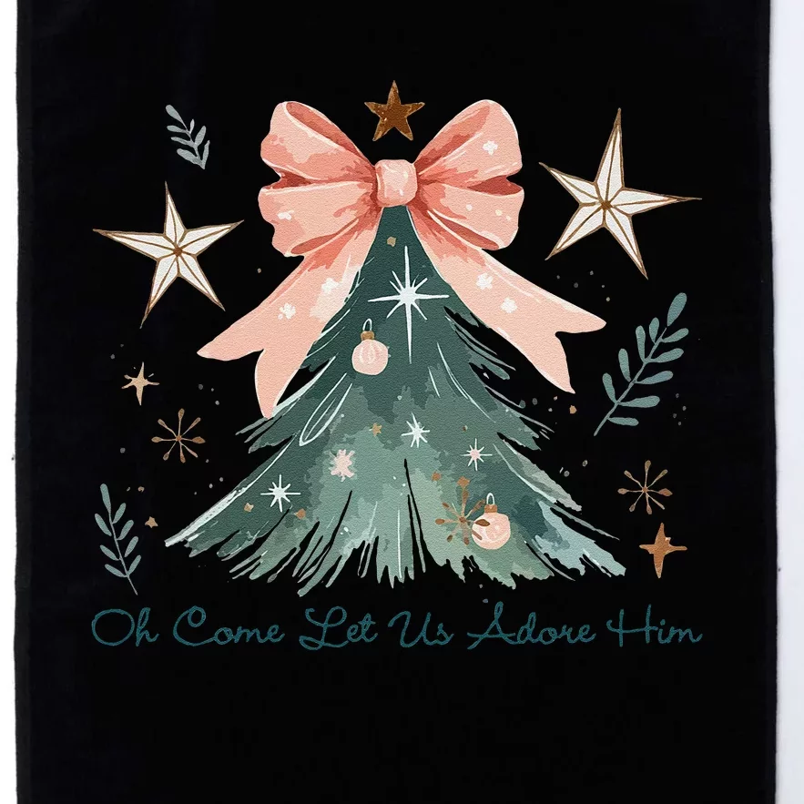 Oh Come Let Us Adore Him Jesus Christmas Tree Coquette Bow Platinum Collection Golf Towel