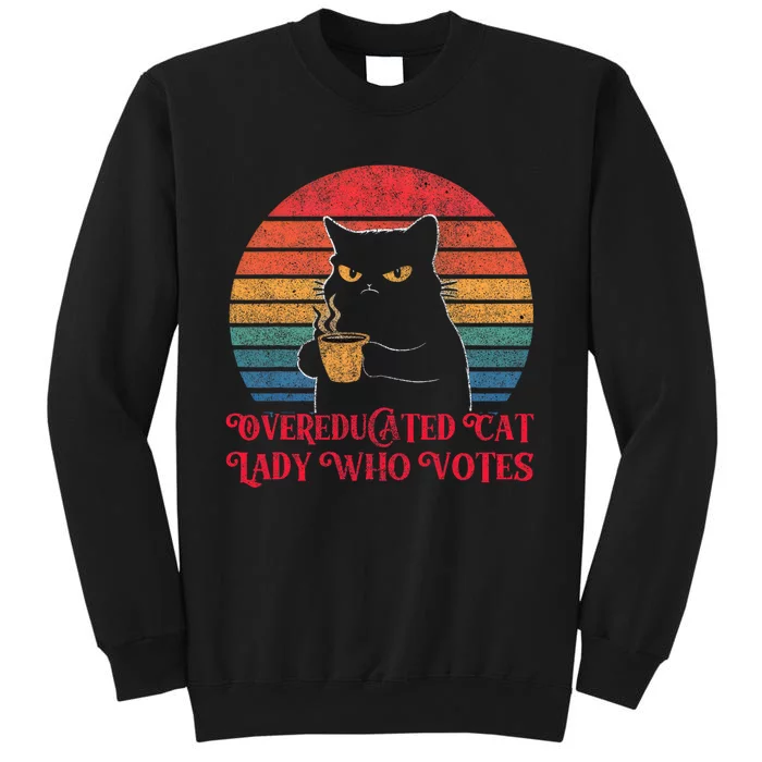 Overeducated Cat Lady Who Votes 2024 Election Vintage Cat Sweatshirt